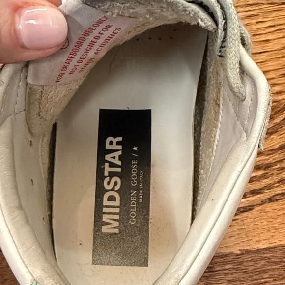 Golden Goose Mid Star High-Top Sneakers - Gray & White with turquoise/hot pink - Picture 5 of 7